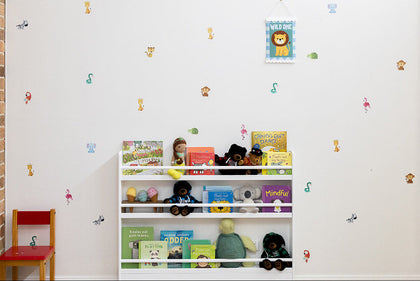 Jungle Animals decal stickers on a white wall