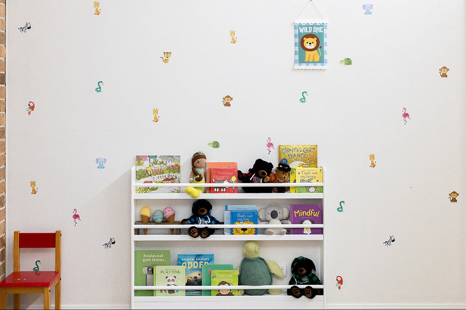 Jungle Animals decal stickers on a white wall
