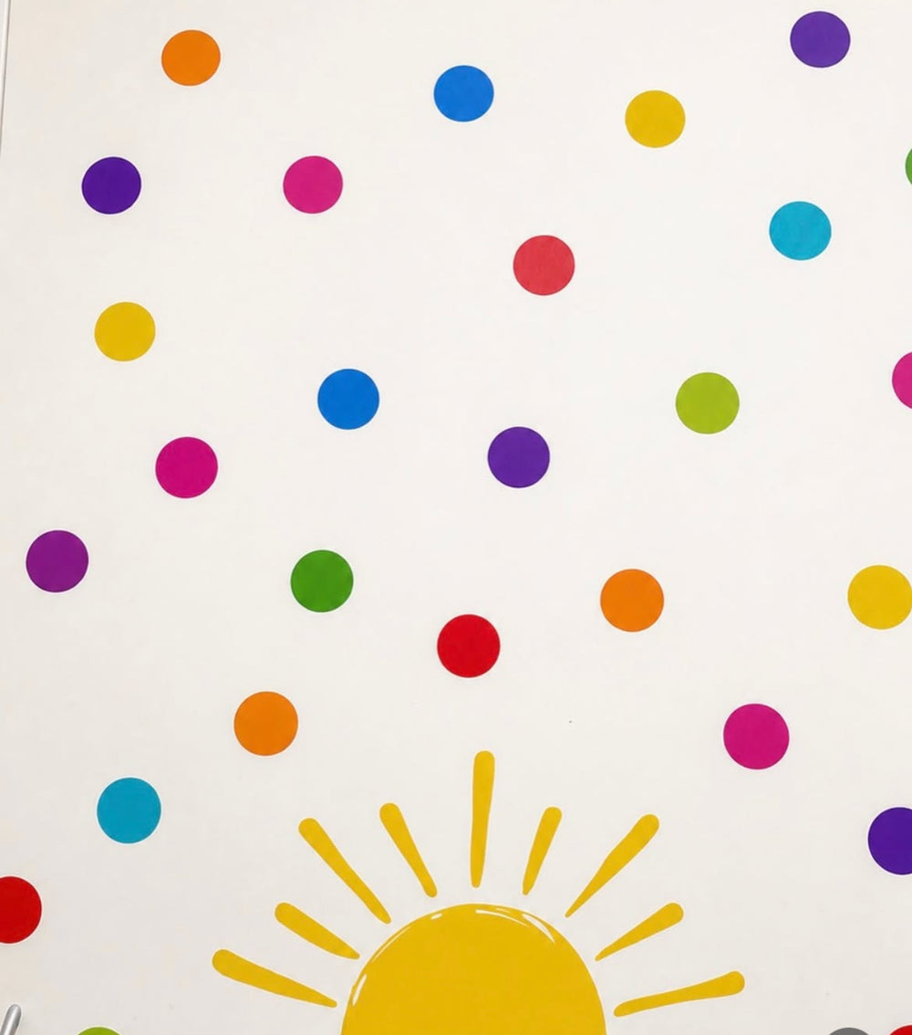 Bright colourful wallpaper sticker dots for child's playrooom, nursery, bedroom
