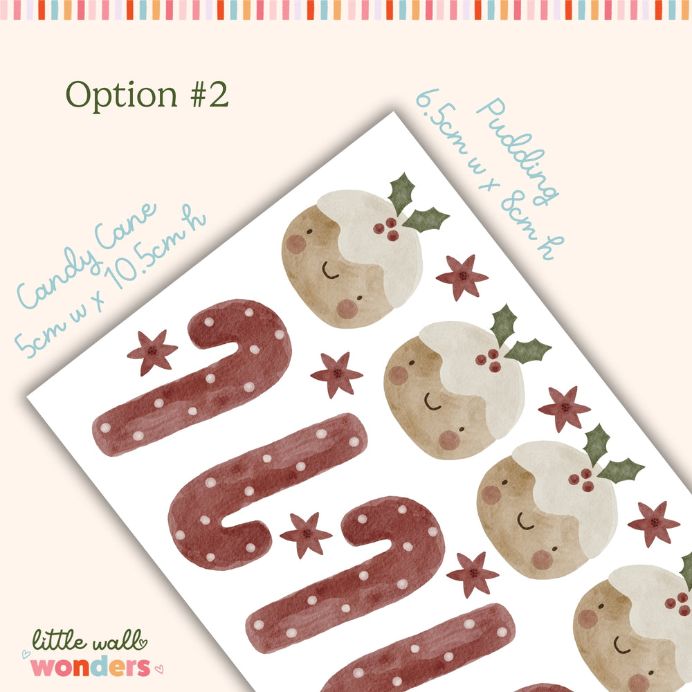Little Wall Wonders Candy Cain & Christmas Pudding Christmas Decal Stickers