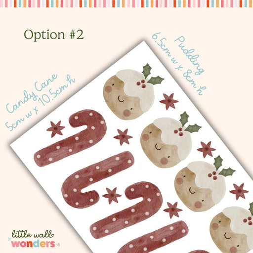 Little Wall Wonders Candy Cain & Christmas Pudding Christmas Decal Stickers