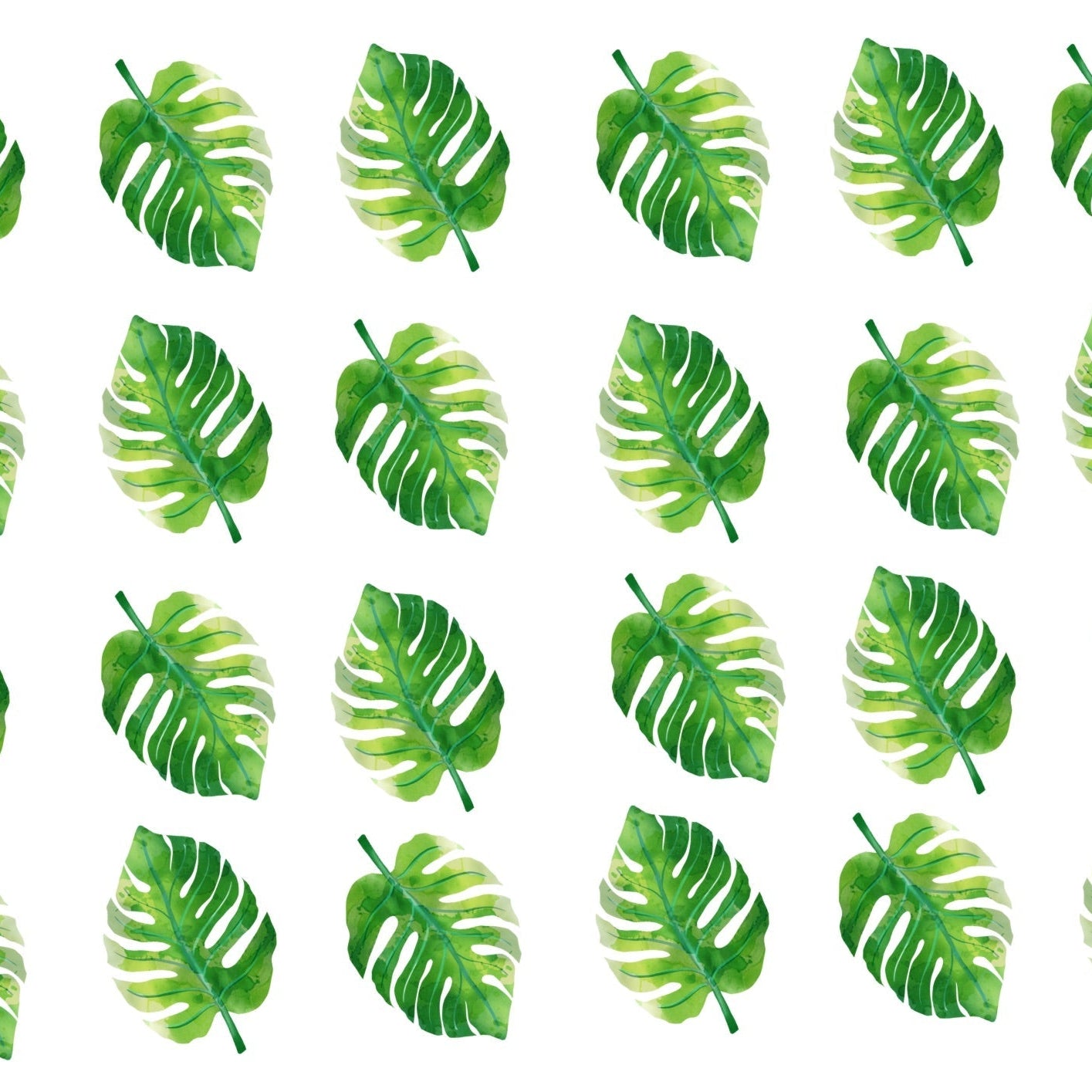 Pattern of green leaves reusable wall decal stickers on a white background